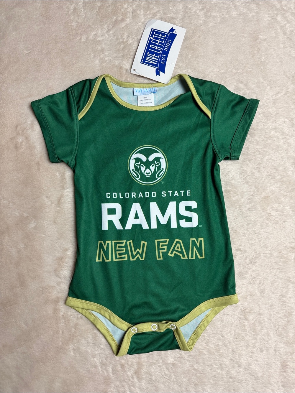 Vive La Fete Green Colorado State Rams New Fan Onesie